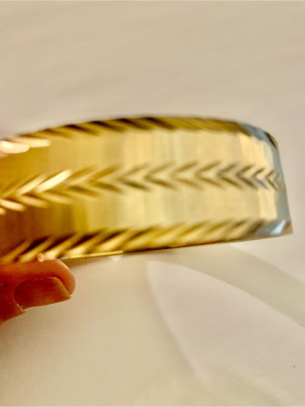 Gold-Tone Chevron Pattern Bangle Bracelet
